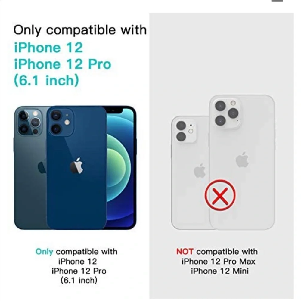 NEW! iPhone 12 or iPhone 12 Pro Case SLIM Clear Shockproof Corners Black